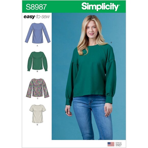 Simplicity S8987 Easy-To-Sew Misses Tops Sewing Pattern Multiple Sleeves 6-14 - Picture 1 of 6